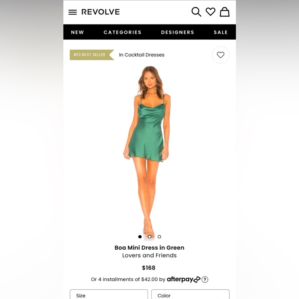 Lovers and Friends Boa Mini Dress in Green Size Small